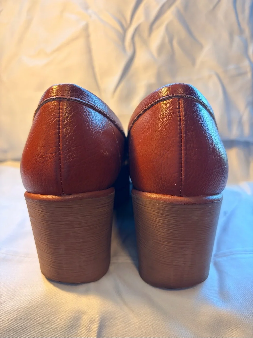 SOUL Naturalizer Cognac Leather Wedge Loafers Women’s 8 Comfort Shoes